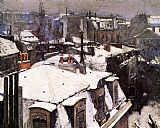 Gustave Caillebotte Rooftops Under Snow painting